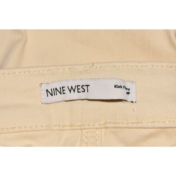 NINE WEST NEW $60 Cream Stretch Denim Cropped Kick Flare Jean 4P - Picture 3 of 3